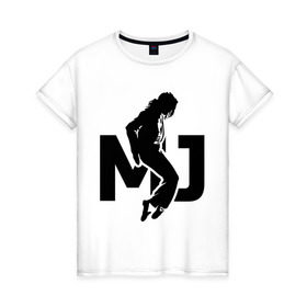 Женская футболка хлопок с принтом Майкл Джексон в Екатеринбурге, 100% хлопок | прямой крой, круглый вырез горловины, длина до линии бедер, слегка спущенное плечо | jackson | king | michael | music | pop | джексон | джэксон | король | майкл | музыка | поп | попса