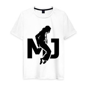 Мужская футболка хлопок с принтом Майкл Джексон в Екатеринбурге, 100% хлопок | прямой крой, круглый вырез горловины, длина до линии бедер, слегка спущенное плечо. | Тематика изображения на принте: jackson | king | michael | music | pop | джексон | джэксон | король | майкл | музыка | поп | попса