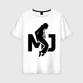 Женская футболка хлопок Oversize с принтом Майкл Джексон в Екатеринбурге, 100% хлопок | свободный крой, круглый ворот, спущенный рукав, длина до линии бедер
 | jackson | king | michael | music | pop | джексон | джэксон | король | майкл | музыка | поп | попса