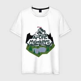 Мужская футболка хлопок с принтом Arctic monkeys mountain в Екатеринбурге, 100% хлопок | прямой крой, круглый вырез горловины, длина до линии бедер, слегка спущенное плечо. | arctic monkeys