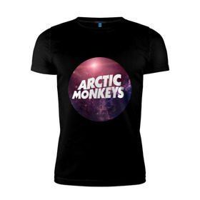 Мужская футболка премиум с принтом Arctic monkeys space logo в Екатеринбурге, 92% хлопок, 8% лайкра | приталенный силуэт, круглый вырез ворота, длина до линии бедра, короткий рукав | arctic monkeys