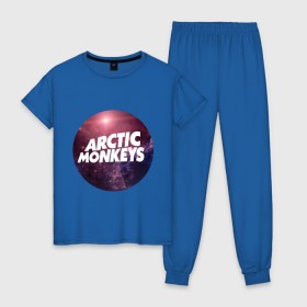 Женская пижама хлопок с принтом Arctic monkeys space logo в Екатеринбурге, 100% хлопок | брюки и футболка прямого кроя, без карманов, на брюках мягкая резинка на поясе и по низу штанин | arctic monkeys