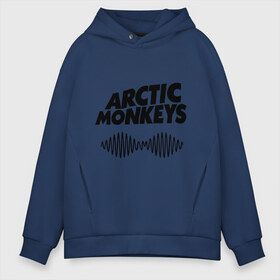 Мужское худи Oversize хлопок с принтом Arctic monkeys wave в Екатеринбурге, френч-терри — 70% хлопок, 30% полиэстер. Мягкий теплый начес внутри —100% хлопок | боковые карманы, эластичные манжеты и нижняя кромка, капюшон на магнитной кнопке | arctic monkeys