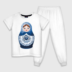 Детская пижама хлопок с принтом Матрешка Гжель в Екатеринбурге, 100% хлопок |  брюки и футболка прямого кроя, без карманов, на брюках мягкая резинка на поясе и по низу штанин
 | Тематика изображения на принте: русь