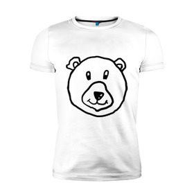 Мужская футболка премиум с принтом Медведь в Екатеринбурге, 92% хлопок, 8% лайкра | приталенный силуэт, круглый вырез ворота, длина до линии бедра, короткий рукав | русь