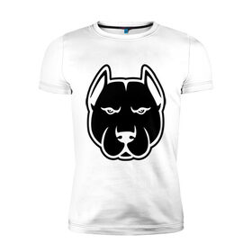Мужская футболка премиум с принтом Суровый пес в Екатеринбурге, 92% хлопок, 8% лайкра | приталенный силуэт, круглый вырез ворота, длина до линии бедра, короткий рукав | голова | пасть | пес | собака | суровый