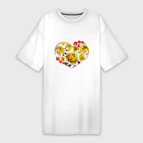 Платье-футболка хлопок с принтом Сердце России в Екатеринбурге,  |  | роспись | россия | русский | сердце | хохлома