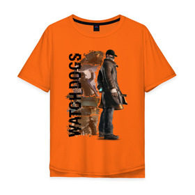 Мужская футболка хлопок Oversize с принтом Watch Dogs (Aiden Pierce) в Екатеринбурге, 100% хлопок | свободный крой, круглый ворот, “спинка” длиннее передней части | aiden | dog | pierce | watch | пирс | эйден
