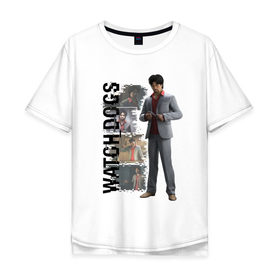 Мужская футболка хлопок Oversize с принтом Watch Dogs (Jordi Chin) в Екатеринбурге, 100% хлопок | свободный крой, круглый ворот, “спинка” длиннее передней части | chin | dogs | jordi | watch | джорди | чин