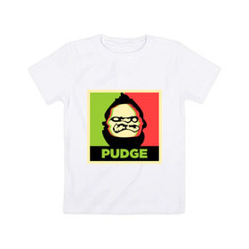 Детская футболка хлопок с принтом Пудж Дота2 в Екатеринбурге, 100% хлопок | круглый вырез горловины, полуприлегающий силуэт, длина до линии бедер | Тематика изображения на принте: dota | pudge | дота | пудж
