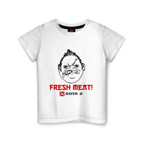 Детская футболка хлопок с принтом Пудж Свежее мясо в Екатеринбурге, 100% хлопок | круглый вырез горловины, полуприлегающий силуэт, длина до линии бедер | dota | fresh | meat | pudge | дота | мясо | пудж | свежее
