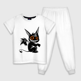 Детская пижама хлопок с принтом Маленький демон в Екатеринбурге, 100% хлопок |  брюки и футболка прямого кроя, без карманов, на брюках мягкая резинка на поясе и по низу штанин
 | крылья