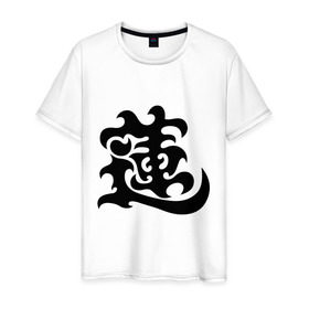 Мужская футболка хлопок с принтом Японский иероглиф - Лотос в Екатеринбурге, 100% хлопок | прямой крой, круглый вырез горловины, длина до линии бедер, слегка спущенное плечо. | иероглиф | каллиграфия | китай | лотос | япония