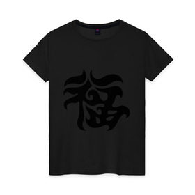 Женская футболка хлопок с принтом Японский иероглиф - Удача в Екатеринбурге, 100% хлопок | прямой крой, круглый вырез горловины, длина до линии бедер, слегка спущенное плечо | иероглиф | каллиграфия | китай | удача | япония