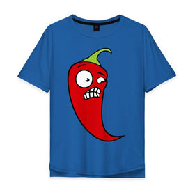 Мужская футболка хлопок Oversize с принтом Перец в Екатеринбурге, 100% хлопок | свободный крой, круглый ворот, “спинка” длиннее передней части | красный | оскал | острый | перец | чили