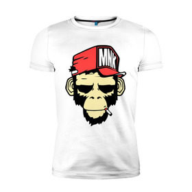 Мужская футболка премиум с принтом Monkey Swag в Екатеринбурге, 92% хлопок, 8% лайкра | приталенный силуэт, круглый вырез ворота, длина до линии бедра, короткий рукав | cap | hat | head | mnk | monkey | swag | голова | кепка | мартышка | обезьяна | свэг
