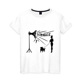 Женская футболка хлопок с принтом Depeche mode strange в Екатеринбурге, 100% хлопок | прямой крой, круглый вырез горловины, длина до линии бедер, слегка спущенное плечо | depeche mode | депеш мод | дипи шмот | меломанам | музыка