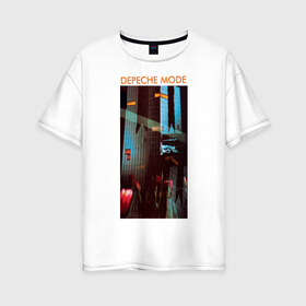 Женская футболка хлопок Oversize с принтом DM обложка в Екатеринбурге, 100% хлопок | свободный крой, круглый ворот, спущенный рукав, длина до линии бедер
 | депеш мод | дипи шмот | меломанам