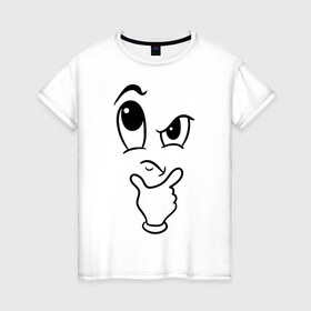 Женская футболка хлопок с принтом Задумчивый взгляд в Екатеринбурге, 100% хлопок | прямой крой, круглый вырез горловины, длина до линии бедер, слегка спущенное плечо | взгляд | лицо | недоумевающий | рожица | смайл