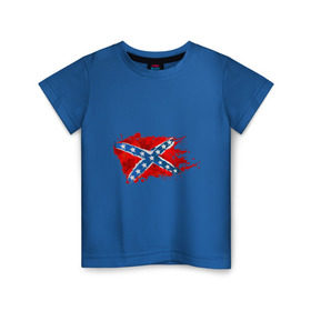 Детская футболка хлопок с принтом Конфедерация брызги в Екатеринбурге, 100% хлопок | круглый вырез горловины, полуприлегающий силуэт, длина до линии бедер | америка | звезды | конфедеративные штаты америки | конфедерация | орел | патриоты | символика | сша | туристам | флаг