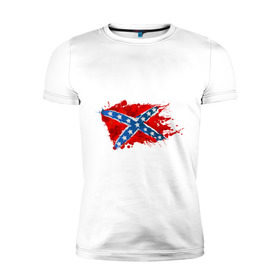 Мужская футболка премиум с принтом Конфедерация брызги в Екатеринбурге, 92% хлопок, 8% лайкра | приталенный силуэт, круглый вырез ворота, длина до линии бедра, короткий рукав | америка | звезды | конфедеративные штаты америки | конфедерация | орел | патриоты | символика | сша | туристам | флаг