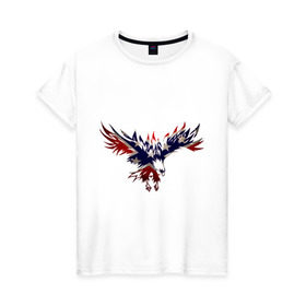 Женская футболка хлопок с принтом Орел в Екатеринбурге, 100% хлопок | прямой крой, круглый вырез горловины, длина до линии бедер, слегка спущенное плечо | америка | звезды | конфедеративные штаты америки | конфедерация | орел | патриоты | символика | сша | туристам | флаг