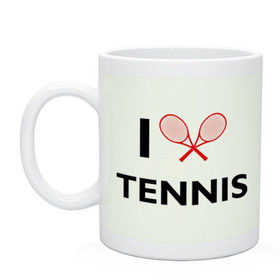 Кружка с принтом I Love Tennis в Екатеринбурге, керамика | объем — 330 мл, диаметр — 80 мм. Принт наносится на бока кружки, можно сделать два разных изображения | Тематика изображения на принте: ракетка | тенис | теннис | теннисист