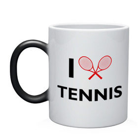Кружка хамелеон с принтом I Love Tennis в Екатеринбурге, керамика | меняет цвет при нагревании, емкость 330 мл | ракетка | тенис | теннис | теннисист