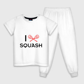 Детская пижама хлопок с принтом I LOVE SQUASH в Екатеринбурге, 100% хлопок |  брюки и футболка прямого кроя, без карманов, на брюках мягкая резинка на поясе и по низу штанин
 | squash | ракетка | сквош
