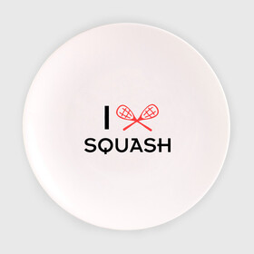 Тарелка с принтом I LOVE SQUASH в Екатеринбурге, фарфор | диаметр - 210 мм
диаметр для нанесения принта - 120 мм | squash | ракетка | сквош