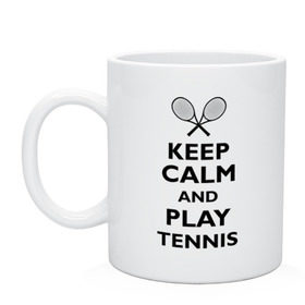 Кружка с принтом Play tennis в Екатеринбурге, керамика | объем — 330 мл, диаметр — 80 мм. Принт наносится на бока кружки, можно сделать два разных изображения | ракетка | тенис | теннис | теннисист