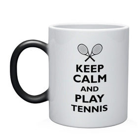 Кружка хамелеон с принтом Play tennis в Екатеринбурге, керамика | меняет цвет при нагревании, емкость 330 мл | ракетка | тенис | теннис | теннисист