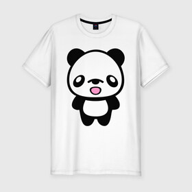 Мужская футболка премиум с принтом Маленькая пандочка в Екатеринбурге, 92% хлопок, 8% лайкра | приталенный силуэт, круглый вырез ворота, длина до линии бедра, короткий рукав | панда