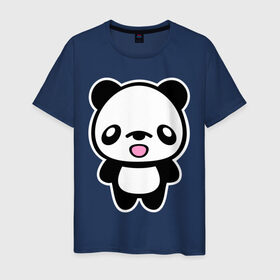 Мужская футболка хлопок с принтом Маленькая пандочка в Екатеринбурге, 100% хлопок | прямой крой, круглый вырез горловины, длина до линии бедер, слегка спущенное плечо. | панда