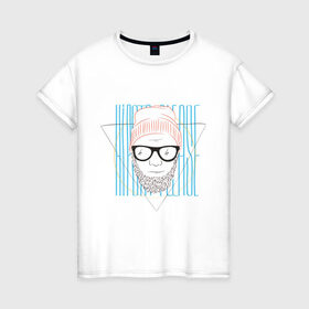 Женская футболка хлопок с принтом Хипстота в Екатеринбурге, 100% хлопок | прямой крой, круглый вырез горловины, длина до линии бедер, слегка спущенное плечо | борода