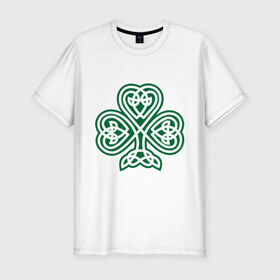 Мужская футболка премиум с принтом Кельтский клевер в Екатеринбурге, 92% хлопок, 8% лайкра | приталенный силуэт, круглый вырез ворота, длина до линии бедра, короткий рукав | кельт | клевер | удача | узор | цветок