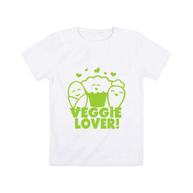 Детская футболка хлопок с принтом Veggie lover (овощелюб) в Екатеринбурге, 100% хлопок | круглый вырез горловины, полуприлегающий силуэт, длина до линии бедер | fruits | health | lover | vegan | vegetables | vegetarian | veggie | веган | вегетарианец | диета | здоровье | овощ | фрукт