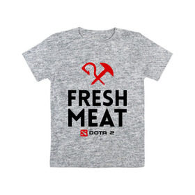 Детская футболка хлопок с принтом Fresh meat в Екатеринбурге, 100% хлопок | круглый вырез горловины, полуприлегающий силуэт, длина до линии бедер | Тематика изображения на принте: dota | fresh | meat | pudge | дота | мясо | пудж | свежее