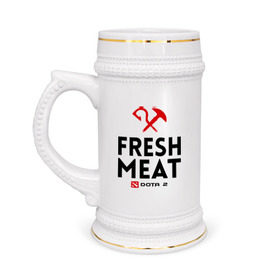 Кружка пивная с принтом Fresh meat в Екатеринбурге,  керамика (Материал выдерживает высокую температуру, стоит избегать резкого перепада температур) |  объем 630 мл | dota | fresh | meat | pudge | дота | мясо | пудж | свежее