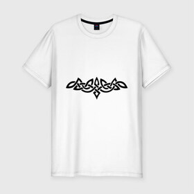 Мужская футболка премиум с принтом Кельтский узор в Екатеринбурге, 92% хлопок, 8% лайкра | приталенный силуэт, круглый вырез ворота, длина до линии бедра, короткий рукав | Тематика изображения на принте: кельт | орнамент | тату | узор