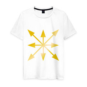 Мужская футболка хлопок с принтом Евразийский союз молодежи (золото) в Екатеринбурге, 100% хлопок | прямой крой, круглый вырез горловины, длина до линии бедер, слегка спущенное плечо. | евразия | молодежь | союз | эмблема