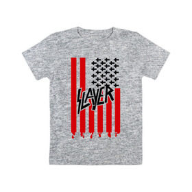 Детская футболка хлопок с принтом Slayer flag в Екатеринбурге, 100% хлопок | круглый вырез горловины, полуприлегающий силуэт, длина до линии бедер | Тематика изображения на принте: flag | slayer | америка | музыка | рок | сша | флаг