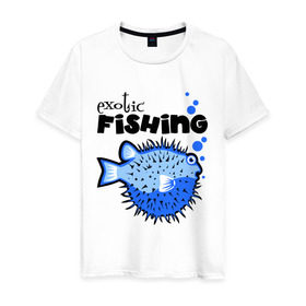 Мужская футболка хлопок с принтом Экзотическая рыбалка в Екатеринбурге, 100% хлопок | прямой крой, круглый вырез горловины, длина до линии бедер, слегка спущенное плечо. | exotic | fishing | еж | рыбалка | экзотическая