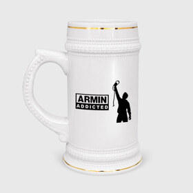 Кружка пивная с принтом Armin addicted в Екатеринбурге,  керамика (Материал выдерживает высокую температуру, стоит избегать резкого перепада температур) |  объем 630 мл | Тематика изображения на принте: addicted | buuren | van | аrmin