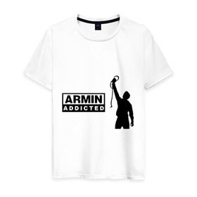 Мужская футболка хлопок с принтом Armin addicted в Екатеринбурге, 100% хлопок | прямой крой, круглый вырез горловины, длина до линии бедер, слегка спущенное плечо. | Тематика изображения на принте: addicted | buuren | van | аrmin