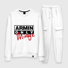 Женский костюм хлопок с принтом Armin only - mirage в Екатеринбурге, 100% хлопок | на свитшоте круглая горловина, мягкая резинка по низу. Брюки заужены к низу, на них два вида карманов: два 