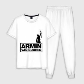 Мужская пижама хлопок с принтом Armin van buuren в Екатеринбурге, 100% хлопок | брюки и футболка прямого кроя, без карманов, на брюках мягкая резинка на поясе и по низу штанин
 | addicted | buuren | van | аrmin