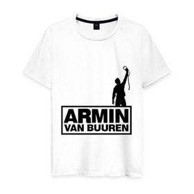 Мужская футболка хлопок с принтом Armin van buuren в Екатеринбурге, 100% хлопок | прямой крой, круглый вырез горловины, длина до линии бедер, слегка спущенное плечо. | addicted | buuren | van | аrmin