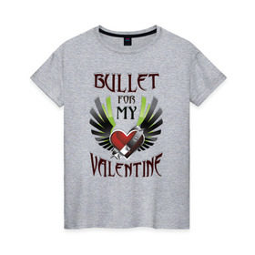 Женская футболка хлопок с принтом Bullet for my Valentine в Екатеринбурге, 100% хлопок | прямой крой, круглый вырез горловины, длина до линии бедер, слегка спущенное плечо | bullet | for | metal | music | my | valentine