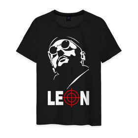 Мужская футболка хлопок с принтом Leon в Екатеринбурге, 100% хлопок | прямой крой, круглый вырез горловины, длина до линии бедер, слегка спущенное плечо. | jean | leon | professional | reno | жан | леон | профессионал | рено